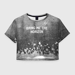 Футболка 3D укороченная женская Bring Me the Horizon - grey gradient посередине, цвет: 3D-принт