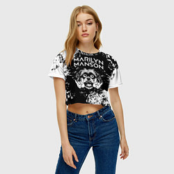 Футболка 3D укороченная женская Marilyn Manson рок пес, цвет: 3D-принт — фото 2
