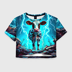 Женский топ Корова в разрядах молнии