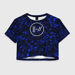 Футболка 3D укороченная женская Twenty One Pilots blue energy, цвет: 3D-принт