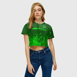 Футболка 3D укороченная женская One Piece - green gradient посередине, цвет: 3D-принт — фото 2