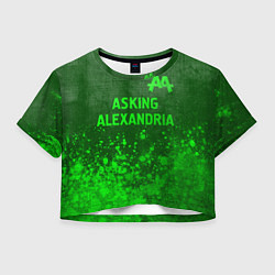 Футболка 3D укороченная женская Asking Alexandria - green gradient посередине, цвет: 3D-принт