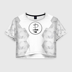 Футболка 3D укороченная женская Pink Floyd white poly, цвет: 3D-принт