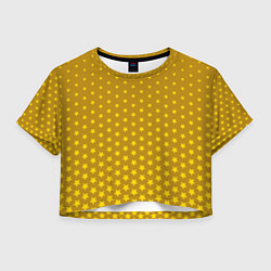 Футболка 3D укороченная женская Золотые звезды, цвет: 3D-принт