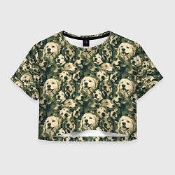 Футболка 3D укороченная женская Камуфляжные собаки, цвет: 3D-принт