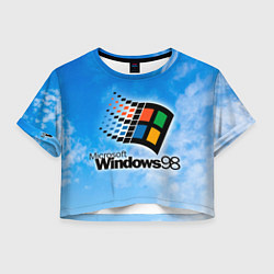Футболка 3D укороченная женская Mindows 98 logo, цвет: 3D-принт