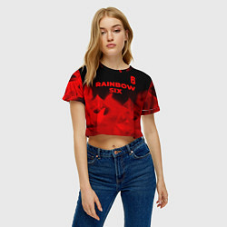 Футболка 3D укороченная женская Rainbow Six - red gradient посередине, цвет: 3D-принт — фото 2