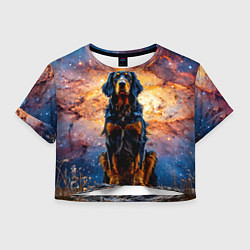 Футболка 3D укороченная женская Сеттер в космосе, цвет: 3D-принт