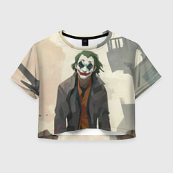 Футболка 3D укороченная женская Джокер довольный - рисунок, цвет: 3D-принт