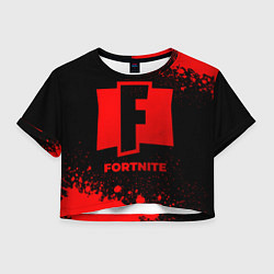 Футболка 3D укороченная женская Fortnite - red gradient, цвет: 3D-принт
