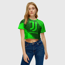 Футболка 3D укороченная женская Juventus - green gradient, цвет: 3D-принт — фото 2