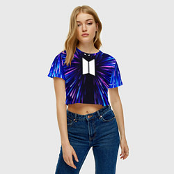 Футболка 3D укороченная женская BTS neon energy, цвет: 3D-принт — фото 2