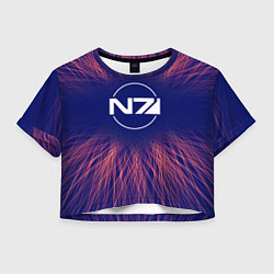 Футболка 3D укороченная женская Mass Effect red energy, цвет: 3D-принт