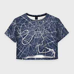 Футболка 3D укороченная женская Карта Москвы - столица России, цвет: 3D-принт