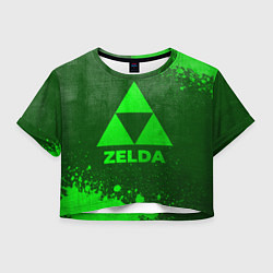 Футболка 3D укороченная женская Zelda - green gradient, цвет: 3D-принт