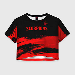 Футболка 3D укороченная женская Scorpions - red gradient посередине, цвет: 3D-принт