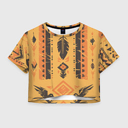 Футболка 3D укороченная женская Прикид индейца, цвет: 3D-принт
