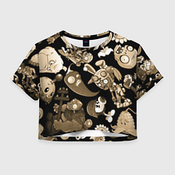 Футболка 3D укороченная женская Растения против зомби в бежевом цвете, цвет: 3D-принт