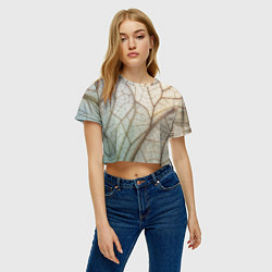 Футболка 3D укороченная женская Прожилки листика, цвет: 3D-принт — фото 2