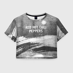 Футболка 3D укороченная женская Red Hot Chili Peppers - grey gradient посередине, цвет: 3D-принт