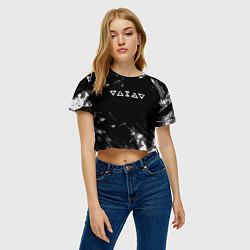 Футболка 3D укороченная женская Ведьмак лого серые краски, цвет: 3D-принт — фото 2