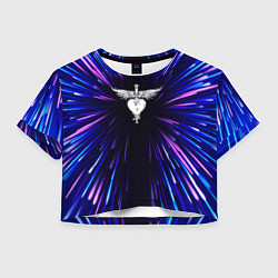 Футболка 3D укороченная женская Bon Jovi neon energy, цвет: 3D-принт