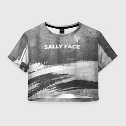 Футболка 3D укороченная женская Sally Face - grey gradient посередине, цвет: 3D-принт