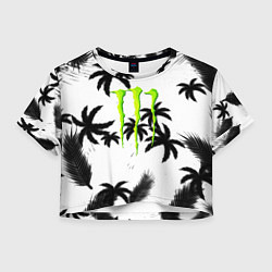 Футболка 3D укороченная женская Monster energy пальмы, цвет: 3D-принт