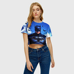 Футболка 3D укороченная женская Бэтмен синее небо, цвет: 3D-принт — фото 2