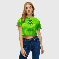 Футболка 3D укороченная женская HIM green poly, цвет: 3D-принт — фото 2