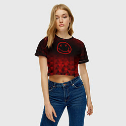 Футболка 3D укороченная женская Nirvana red poly, цвет: 3D-принт — фото 2