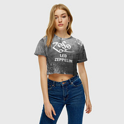 Футболка 3D укороченная женская Led Zeppelin - grey gradient, цвет: 3D-принт — фото 2