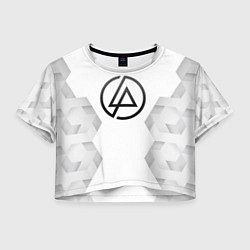 Футболка 3D укороченная женская Linkin Park white poly, цвет: 3D-принт