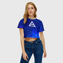 Футболка 3D укороченная женская Thirty Seconds to Mars blue poly, цвет: 3D-принт — фото 2