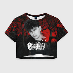 Футболка 3D укороченная женская Сектор газа красный лес, цвет: 3D-принт