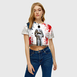 Футболка 3D укороченная женская Борец айкидо на белом, цвет: 3D-принт — фото 2