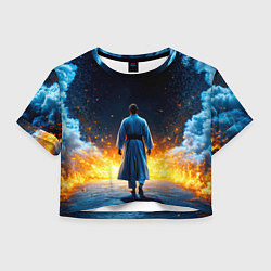 Женский топ Айкидоист в огне и синий дым