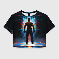 Футболка 3D укороченная женская Крав-мага боец, цвет: 3D-принт