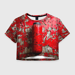 Футболка 3D укороченная женская Красная боксерская груша, цвет: 3D-принт