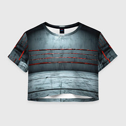 Футболка 3D укороченная женская Серый ринг, цвет: 3D-принт