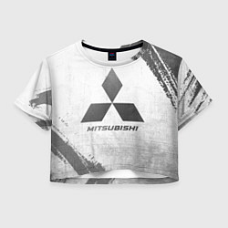 Футболка 3D укороченная женская Mitsubishi - white gradient, цвет: 3D-принт