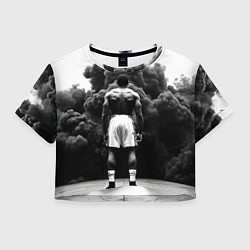 Футболка 3D укороченная женская Мухаммед Али в черном дыму, цвет: 3D-принт