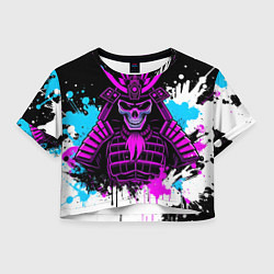 Футболка 3D укороченная женская Скелет самурая, цвет: 3D-принт