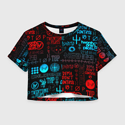 Футболка 3D укороченная женская Twenty one pilots rock pattern, цвет: 3D-принт