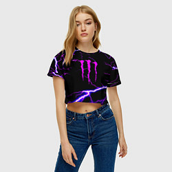 Футболка 3D укороченная женская Monster energy neon storm, цвет: 3D-принт — фото 2