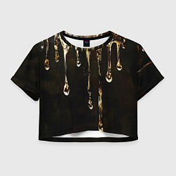 Футболка 3D укороченная женская Мед на коричневой текстуре, цвет: 3D-принт