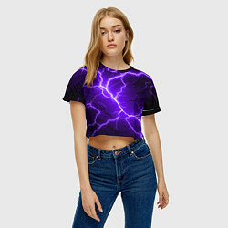 Футболка 3D укороченная женская Color purple black, цвет: 3D-принт — фото 2