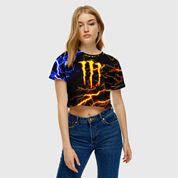 Футболка 3D укороченная женская Monster energy шторм, цвет: 3D-принт — фото 2