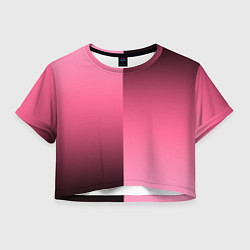 Футболка 3D укороченная женская Розовый с затемнением градиент пополам, цвет: 3D-принт