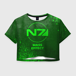 Футболка 3D укороченная женская Mass Effect - green gradient, цвет: 3D-принт